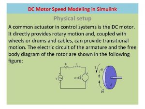 DC Motor Speed Modeling in Simulink Physical setup