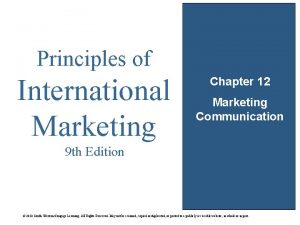 Principles of International Marketing Chapter 12 Marketing Communication