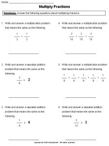 Name Multiply Fractions Directions Answer the following questions