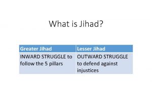 What is Jihad Greater Jihad Lesser Jihad INWARD