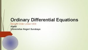 Ordinary Differential Equations Second Order Linear ODE Abadi