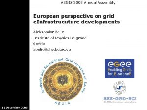 AEGIS 2008 Annual Assembly European perspective on grid