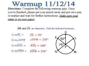 Directions Complete the following warmup quiz Once youre