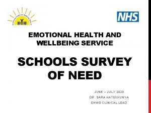 EMOTIONAL HEALTH AND WELLBEING SERVICE SCHOOLS SURVEY OF
