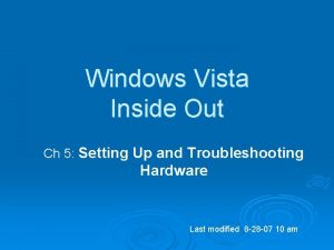 Windows Vista Inside Out Ch 5 Setting Up