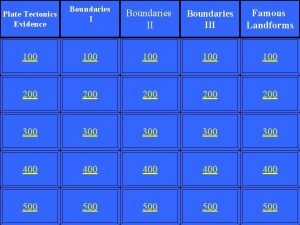 Boundaries III Famous Landforms 100 100 100 200