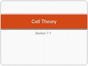 Cell Theory Section 7 1 CELL THEORY 1