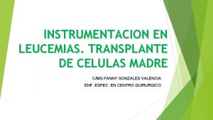 INSTRUMENTACION EN LEUCEMIAS TRANSPLANTE DE CELULAS MADRE CMG