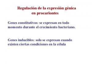 Regulacin de la expresin gnica en procariontes Genes