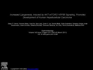 Increased Lipogenesis Induced by AKTm TORC 1 RPS