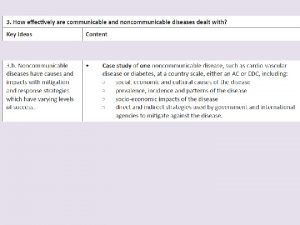 How effective are communicable and noncommunicable diseases dealt