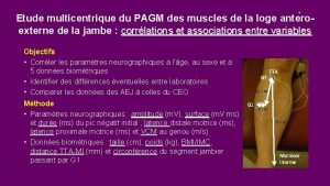 Etude multicentrique du PAGM des muscles de la