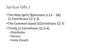 Spiritual Gifts 1 The Holy Spirit Ephesians 1