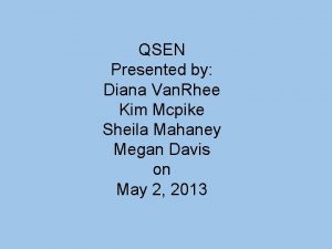 QSEN Presented by Diana Van Rhee Kim Mcpike