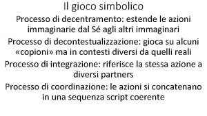 Il gioco simbolico Processo di decentramento estende le