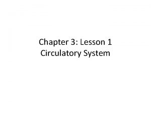 Chapter 3 Lesson 1 Circulatory System I Circulatory