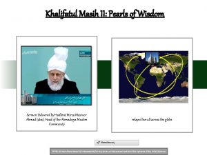 Khalifatul Masih II Pearls of Wisdom Sermon Delivered