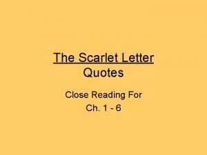 The Scarlet Letter Quotes Close Reading For Ch