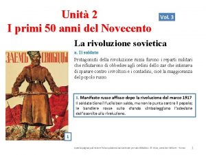 Unit 2 I primi 50 anni del Novecento