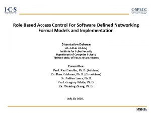 Role Based Access Control For Software Defined Networking