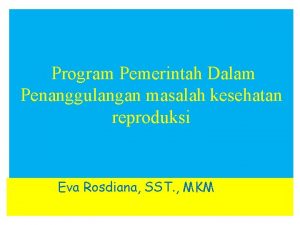 Program Pemerintah Dalam Penanggulangan masalah kesehatan reproduksi Eva