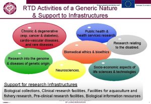 Science research and development RTD Activities of a