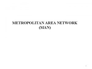 METROPOLITAN AREA NETWORK MAN 1 PENGANTAR Metropolitan Area