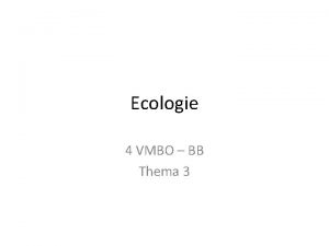 Ecologie 4 VMBO BB Thema 3 Ecologie de