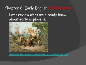 Chapter 6 Early English Settlements Lets review what