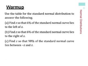 Warmup Normal Distributions Section 2 2 Normal Distributions