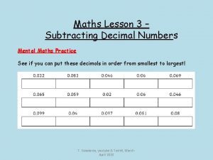 Maths Lesson 3 Subtracting Decimal Numbers Mental Maths