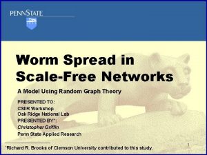 UNCLASSIFIED Worm Spread in ScaleFree Networks A Model UNCLASSIFIED Worm Spread in ScaleFree Networks A Model