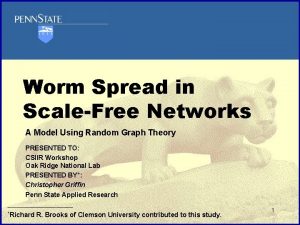 UNCLASSIFIED Worm Spread in ScaleFree Networks A Model