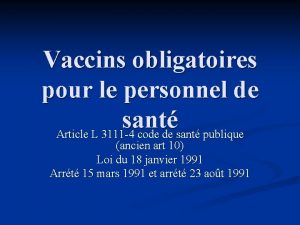 Vaccins obligatoires pour le personnel de sant Article