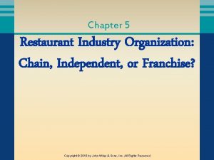 Chapter 5 Restaurant Industry Organization Chain Independent or