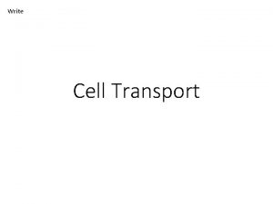 Write Cell Transport Write Molecules can pass through