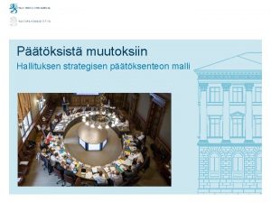 Otsikko Ptksist muutoksiin Hallituksen strategisen ptksenteon malli Tausta