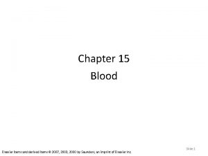 Chapter 15 Blood Elsevier items and derived items