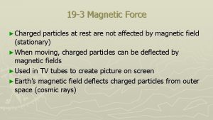 19 3 Magnetic Force Charged particles at rest
