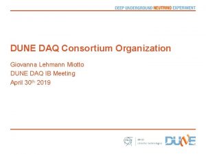 DUNE DAQ Consortium Organization Giovanna Lehmann Miotto DUNE
