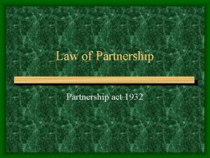 Law of Partnership act 1932 Registration of Firm