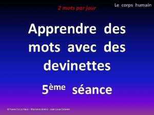 2 mots par jour Le corps humain Apprendre