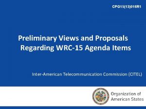 CPG 1513016 R 1 Preliminary Views and Proposals
