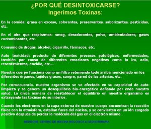 POR QU DESINTOXICARSE Ingerimos Toxinas En la comida