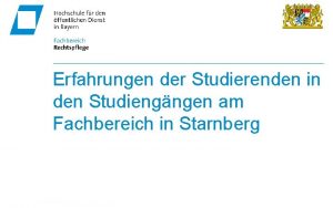 Erfahrungen der Studierenden in den Studiengngen am Fachbereich