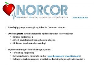 www norcor no Tverrfaglig gruppe som utgr og