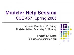 Modeler Help Session CSE 457 Spring 2005 Modeler