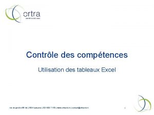 Contrle des comptences Utilisation des tableaux Excel rue