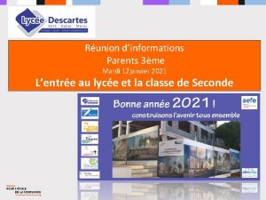 Runion dinformations Parents 3me Mardi 12 janvier 2021