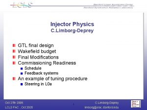Injector Physics C LimborgDeprey GTL final design Wakefield